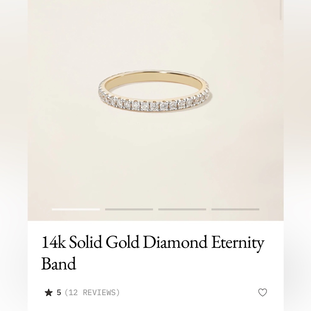 Italic solid gold eternity band size 6, 1.8mm width new in box